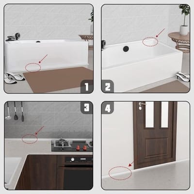 Zelfklevende Geluidsstrip voor Douche en Keuken - Waterdicht - Dubbelzijdig Klevend - Badkamer Accessoire - Wit - 3,5 cm Breed