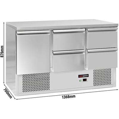 GGM Gastro Kühltisch ECO - 1370x700mm - mit 1 Tür - 4 Schubladen Zilver