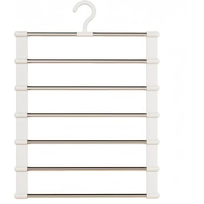 Meerlaagse Ruimtebesparende Broekhanger 1 Stuk Opvouwbare Jeans Organizer met Roestvrijstalen Stangen - Onafgewerkte Afwerking, Retail Displayrek 7 poles