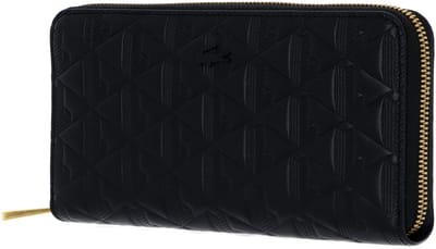 LACOSTE Leren Portemonnee Zip Wallet Noir Zwart