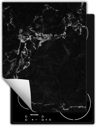 Afdekplaat fornuis - Werkbladbeschermer Kookplaat - Keukenwerkblad Creëren - Antislip Vinyl Materiaal - 40x52 cm - Marmer zwart