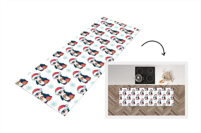 Keukenloper - Loper keuken - Pinguïn - Kerstmuts - Kind - Patronen - Kerstmis - 150x50 cm - Keukenloper vinyl
