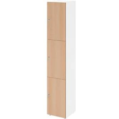 Lockerkast Topas Line, 6 dossierhoogtes, 3 compartimenten, cilinderslot, B 400 x D 420 x H 2156 mm, wit/eiken