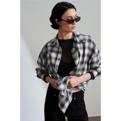 Overmaatse Geruite Langemouwen Shirt