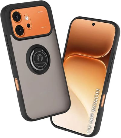 Hoesje geschikt voor HONOR 600/600 Pro - Techsuit Glinth Back Cover met ring en magneet - Zwart