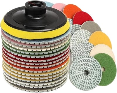 Polijstpads Set - Schuurschijven - Steen Bewerken - Nat Droog Gebruik - 16 Stuks 100Mm - Grijs