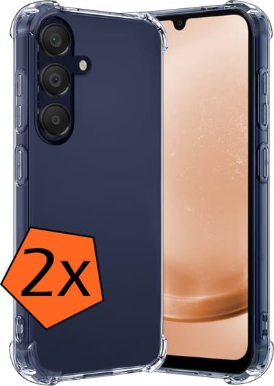 Hoes - 2 Stuks - Geschikt voor Samsung Galaxy A25 - Sterk & Shockproof - Siliconen Case - Back Cover - Telefoon Hoesje Shock Proof - Transparant