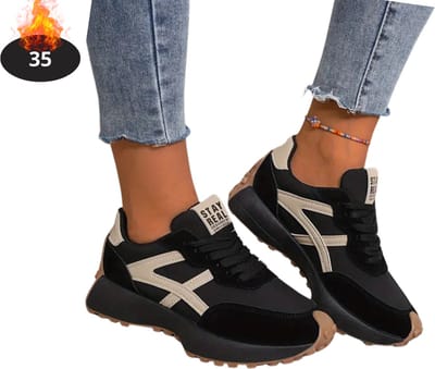 Livano Schoenen Dames - Sneakers - Comfortabel - Sportief - Casual - Volwassen - Zwart/Beige - Maat 35