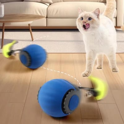 Jouet interactif pour chat, balle électrique pour chat, jouet roulant automatique, fausse queue, jouet intelligent et interactif pour animal de compagnie, entraînement pour chien et chat, imitation souris 1pcs bleu