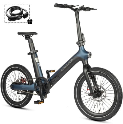 Maxtron Smart30 Elektrische Vouwfiets – E-bike – 346Wh Accu – Actieradius tot 70 km – 20×2.125 Inch Banden – Riemaandrijving – Aluminium Frame – Mechanische Schijfremmen – Stadsfiets – Max. Belastbaar 120 kg– Blauw