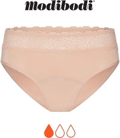 Modibodi Menstruatie Ondergoed Licht Absorberend Dames Hoge Taille Bikinislip Lekvrij Beige 46
