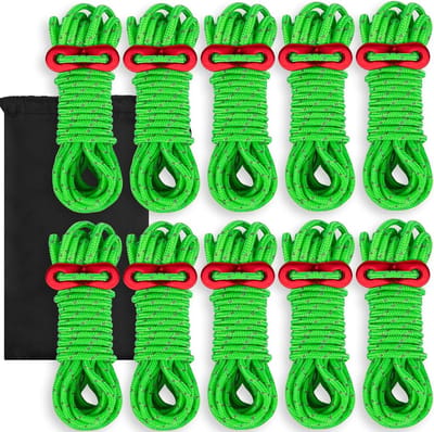 Set van 8 Reflecterende Touwtjes met Aluminium Plaat - 4 mm Dikte, 400 mm Lengte, Ideaal voor Tent Camping en Outdoor Activiteiten