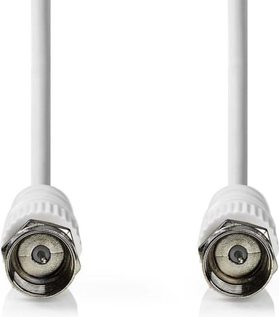 Nedis Satelliet- en Antennekabel - F-Male Quick - F-Male Quick - Vernikkeld - 75 Ohm - Dubbel Afgeschermd - 10.0 m - Rond - PVC - Wit - Doos