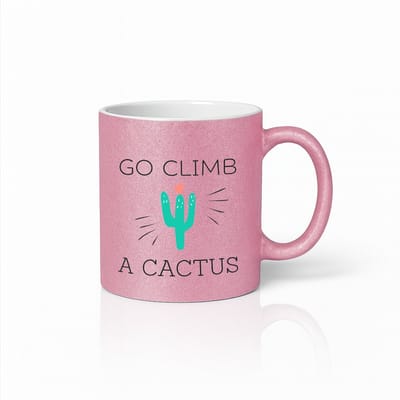Roze Mok 330ml – “Go Climb a Cactus” Grappige Sarcastische Woestijnhumor Koffiebeker