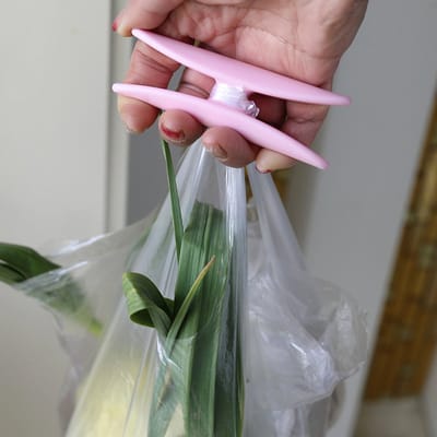 1 stuk-draagbare groentemand met plastic clip anti-verstikkingsontwerp compact en gemakkelijk vast te pakken voor boodschappen markt thuis en picknicks- roze