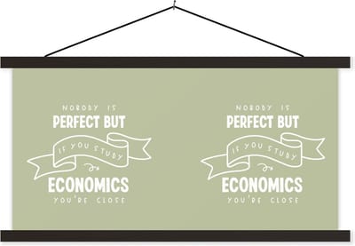 Posterhanger incl. Poster 60x30 cm - Schoolplaat - Studeren - Studenten - School - Economie - Quote - Textielposter - Zwarte latten