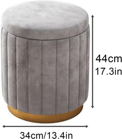Ronde Poef - Opbergkruk - Extra Zitting - Stijlvolle Opslag - 34x34x44 cm - Beige Roze