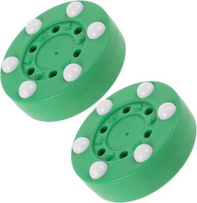 Roller Hockey Puck - Oefenpucks Asfalt - Vaardigheden Ontwikkelen - Lage Wrijving Ontwerp - 7.8x7.8x3.3cm - Groen