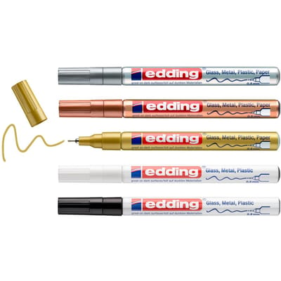 edding 780/5 S glanslakmarker metallic assorti set – ronde punt - 0,8 mm - set van 5 stuks