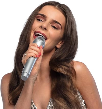Silver Popstar Microfoon 23,5 cm - Karaoke Accessoire & Dummy Microfoon voor Carnaval & Kostuums