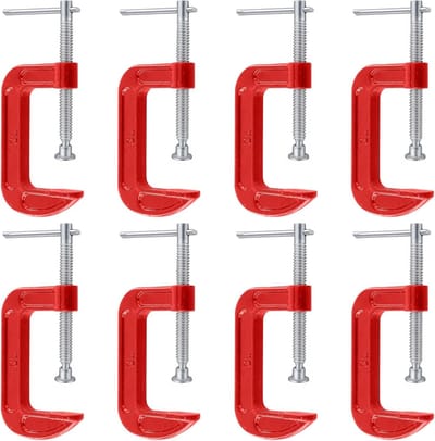 8 Stuks 3 Inch Mini G Klem, Kaak Opening 80mm Rood Gietijzer Kleine C Klemmen voor Houtbewerking, Lassen en Bouwprojecten
