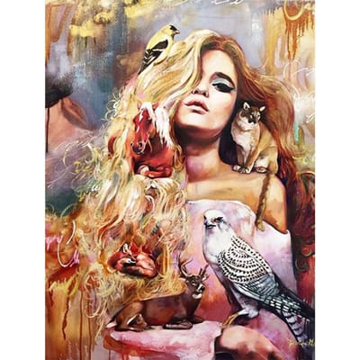Peinture Diamant 5D DIY  Dame&Chat&Cheval  Strass à Foret Rond Broderie Peinture Diamant 20X30CM beige