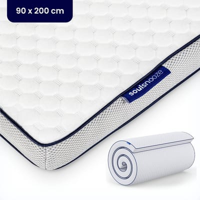 Soulsnooze® DuoComfort Matras Topper 90x200 cm - Matrastopper Memory Foam - Traagschuim Topmatras - Topdekmatras - Topmatrassen - Aanpasbaar Design - 3D Air Mesh - Medium Hardheid