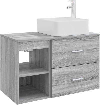 vidaXL - Badkamermeubel - Set - 2 - st - Grijs - Sonoma - Bewerkt - hout