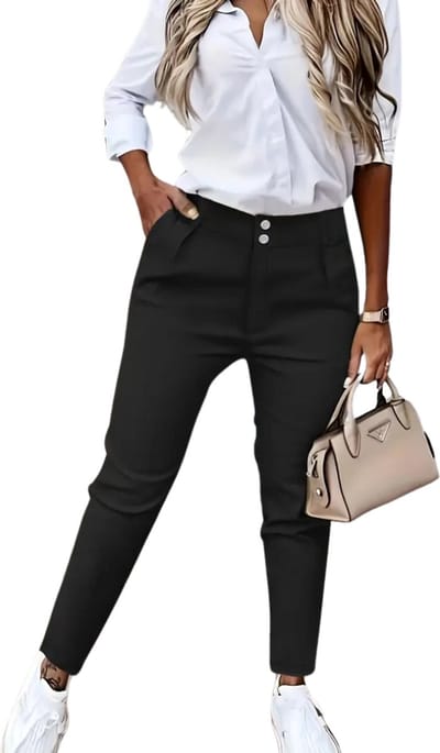 Livano Pantalon Dames - Chino - Golfbroek - Nette Broek - Met Elastische Tailleband - Volwassenen - Zwart - S