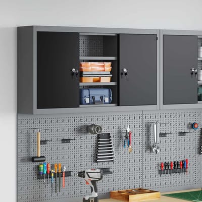 vidaXL - Gereedschapskast - Zwart - en - Grijs - 100 - x - 20 - x - 55 - cm - Staal