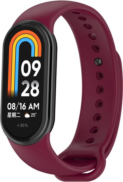 Strap-it siliconen bandje - Geschikt voor Xiaomi Mi Smart Band 8 / Band 9 (wijnrood)