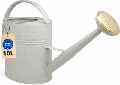 Metalen Gieter - Grote Waterkan - Planten Verzorgen - Messing Douchekop - 10 Liter - Beige
