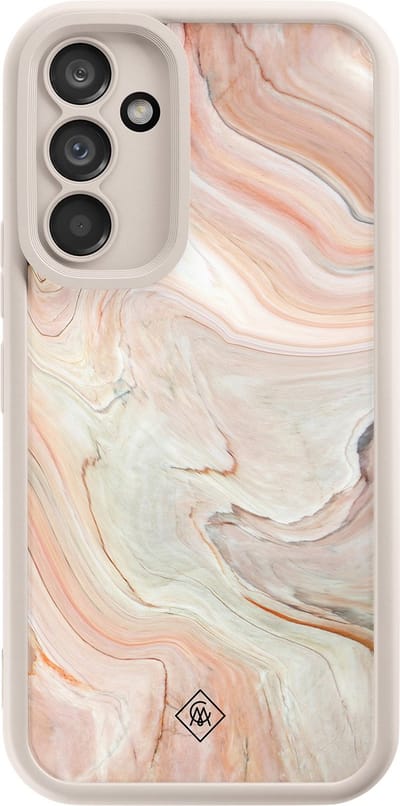 Casimoda® hoesje - Geschikt voor Samsung Galaxy A34 - Marmer Waves - Zwart TPU Backcover - Water - Bruin/beige