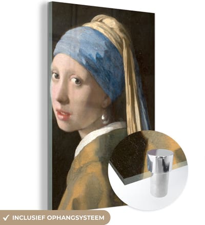 MuchoWow® Glasschilderij 120x180 cm - Schilderij acrylglas - Meisje met de Parel - Schilderij van Johannes Vermeer - Foto op glas - Schilderijen