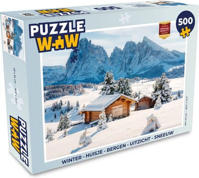 Puzzel Winter - Huisje - Bergen - Uitzicht - Sneeuw - Legpuzzel - Puzzel 500 stukjes