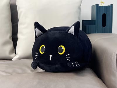 I-total - Kussen Kat zwart - Kat zwart -kinderkussen - kussen Kinderkamer - Fun kussens - Sierkussen- zacht kinderkussen - pluche kinderkussen