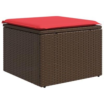 vidaXL - Tuinkruk - met - kussen - 55x55x37 - cm - poly - rattan - bruin