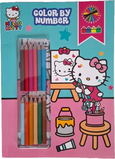 Walt Disney Hello Kitty Kleurboek met 12 kleurpotloden - Kleuren op nummer