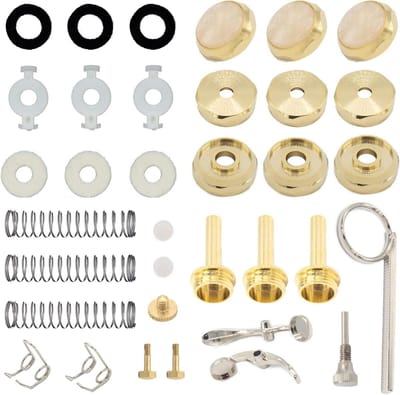 Trompet Reparatie Kit - Ventiel Onderdelen - Trompet Onderhoud - Compleet Accessoirepakket - 8.71 x 7.19 x 2.39 cm - Goud