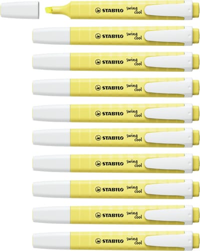 STABILO swing cool - Markeerstift - Perfect Voor Onderweg - Pastel - Melkachtig Geel - Doos 10 stuks