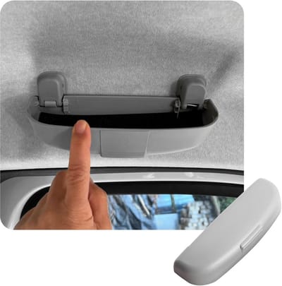 Brillendoos Auto - Brillenhouder - Veilig Opbergen - Zachte Binnenvoering - 22.7 cm Lengte - Grijs