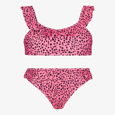 Osaga meisjes bikini met stippenprint roze zwart - Maat 140