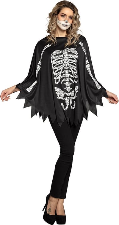 Boland - Poncho Skelet - Volwassenen - Skelet - Halloween verkleedkleding - Day of the dead - Skull