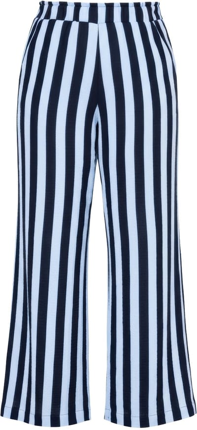 Studio Untold - Dames - Mousseline broek wijde pijpen strepen - Marine - Maat 48