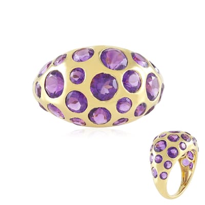 Cavill - Zilveren ring dames - 925 Sterling zilver verguld - 4 734 ct Zambia amethist - elegante bezelzetting - paarse luxe ring