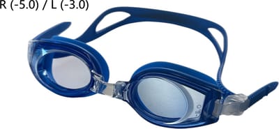 Kinderzwembril op sterkte - R (-5.0) / L (-3.0) - Blauw