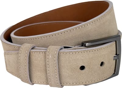 Riem Heren Creme Suede Leer – 4.5 cm Breed – Riemen Heren Creme Of Riemen Dames Creme – Totale Riem Lengte 125 cm (Taillemaat tot 105 cm)
