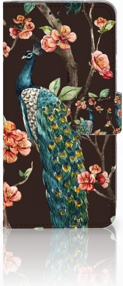 Samsung Galaxy S10 Plus Telefoonhoesje met Pasjes Pauw met Bloemen