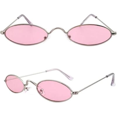 FOENIXSONG Petites Lunettes de Soleil pour Hommes Femmes UV400 Monture Ovale Étroite Verres Noir Jaune Rose Rouge Lunettes de Soleil Mignonnes Other