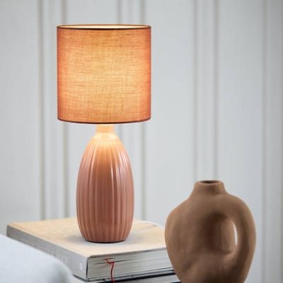 PR Home Tafellamp Uno, roestrood, hoogte 37 cm, textiel/keramiek